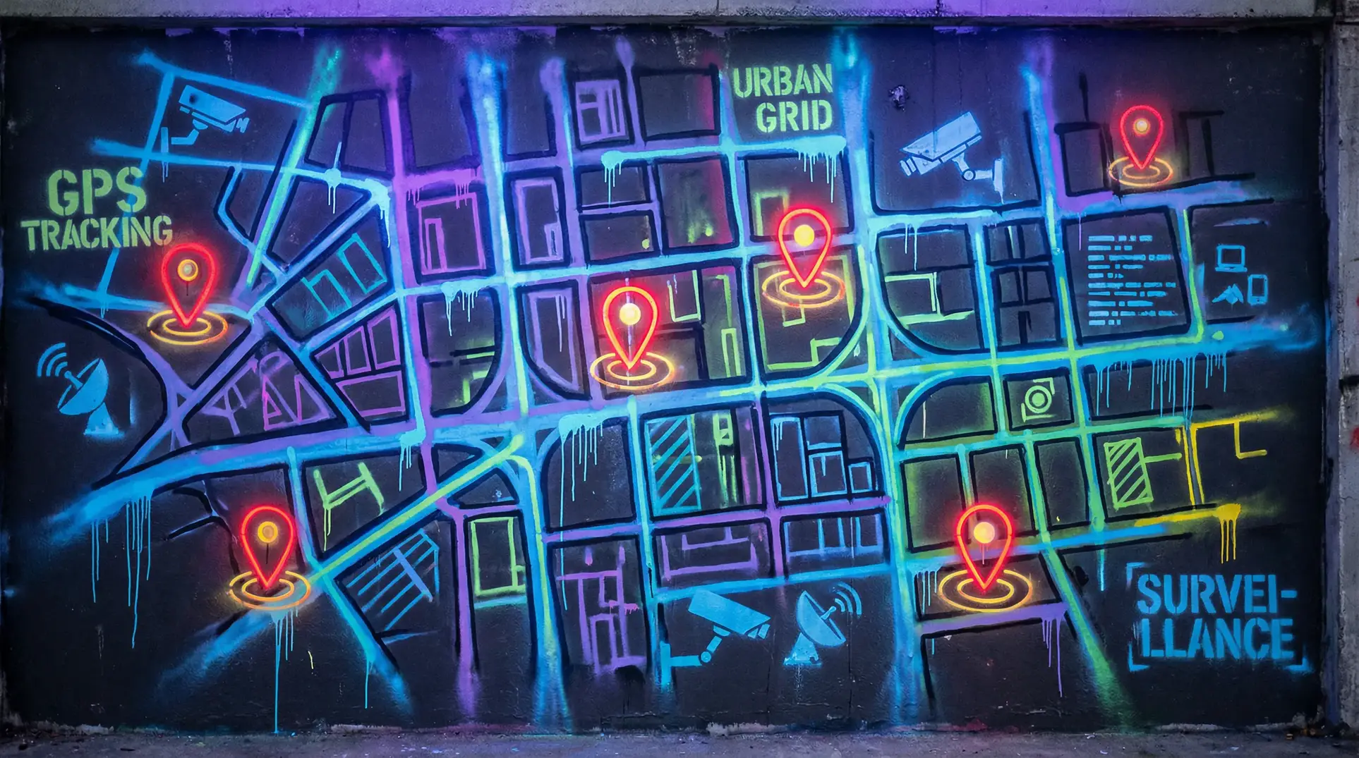 摩尔庄园脚印 狗仔追踪地图 - 城市涂鸦风格